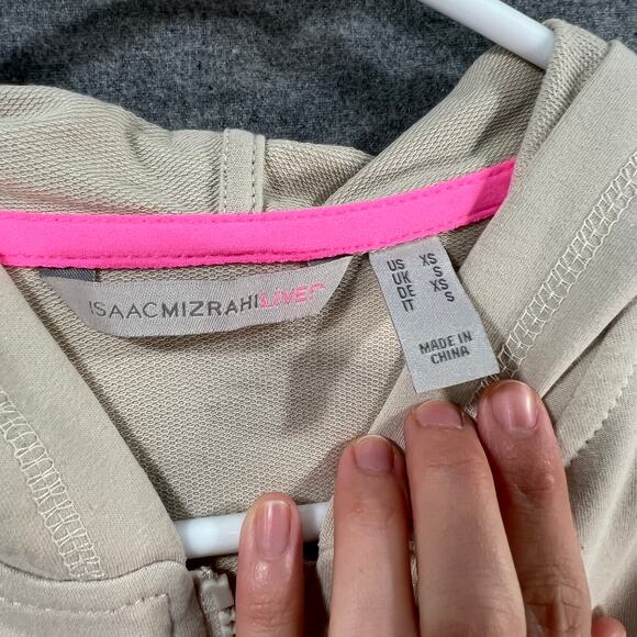 Isaac Mizrahi Live! Soho French Terry Zip Up Hoodie Vintage Ivory Size X-Small - Picture 3 of 11
